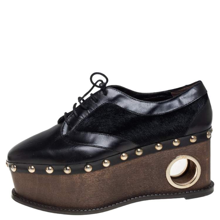 black wedge oxfords