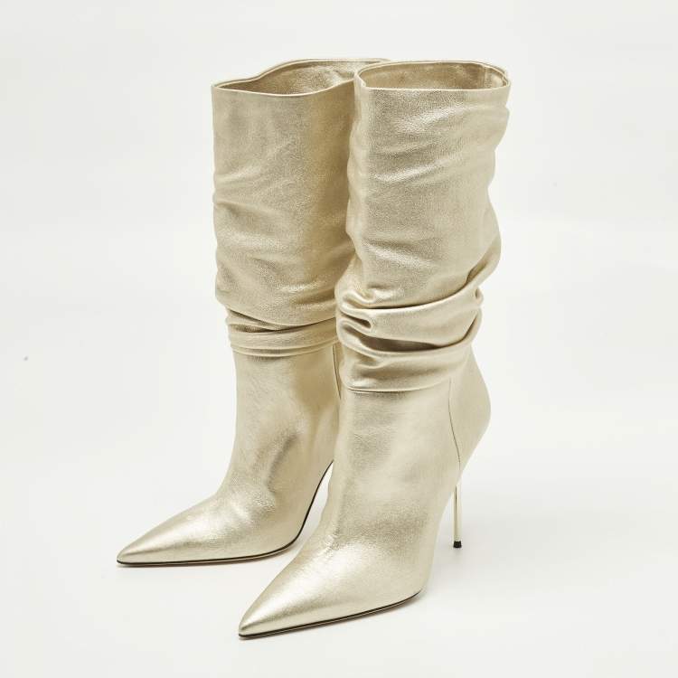 Pre Owned Paris Texas Size 41 Gold Leather Mid Calf Boots