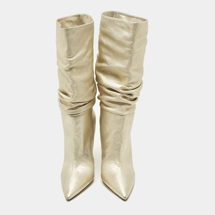 Pre Owned Paris Texas Size 41 Gold Leather Mid Calf Boots