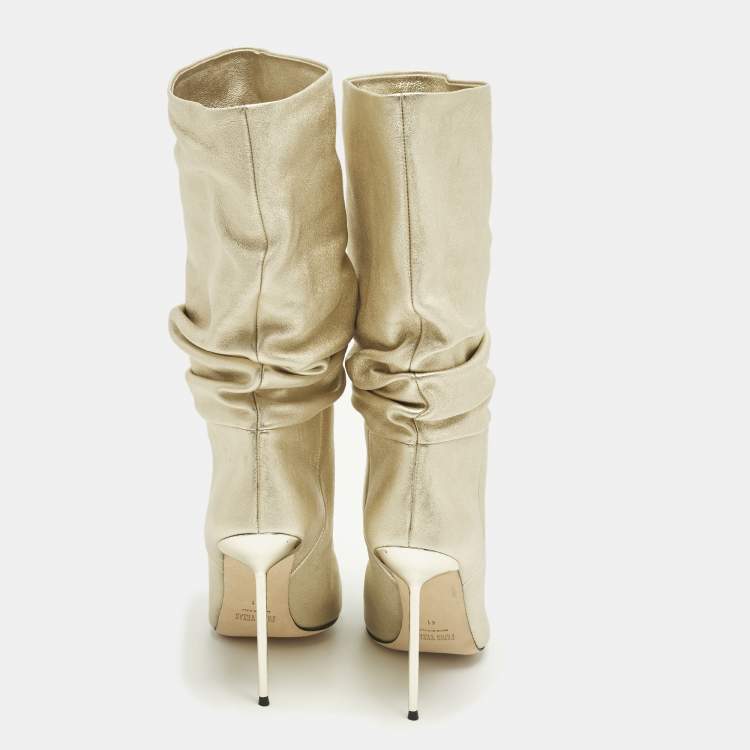 Pre Owned Paris Texas Size 41 Gold Leather Mid Calf Boots