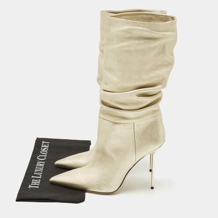 Pre Owned Paris Texas Size 41 Gold Leather Mid Calf Boots