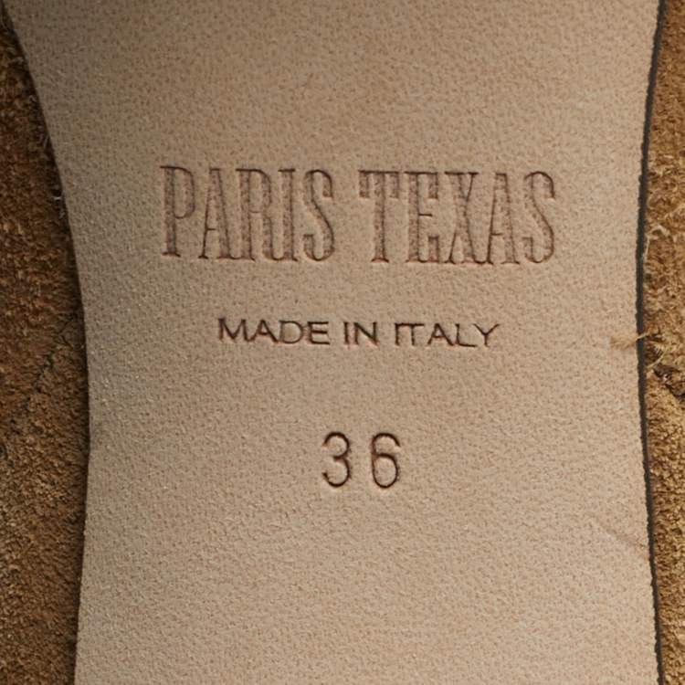 Pre Owned Paris Texas Slouchy Size 36 Beige Croc Embossed Leather and Suede Mid Calf Boots