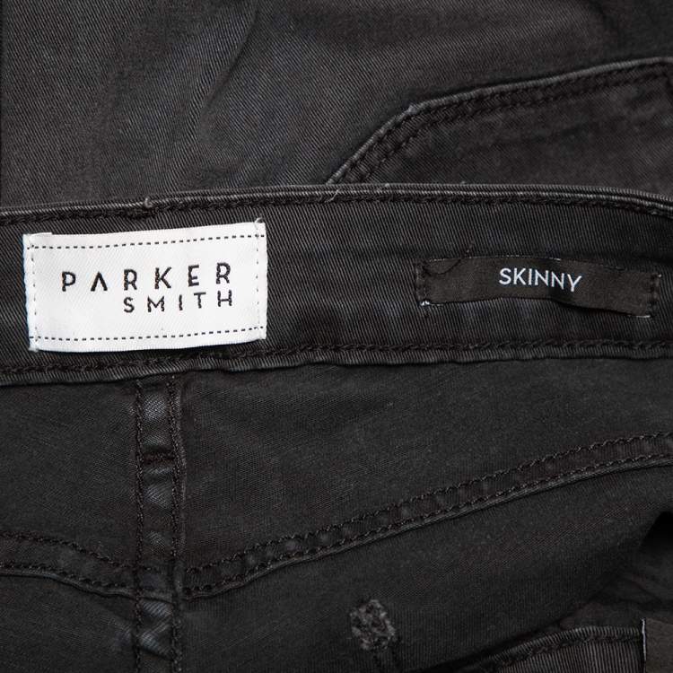Pre Owned Parker Smith Dark Grey Denim Distressed Skinny Jeans M