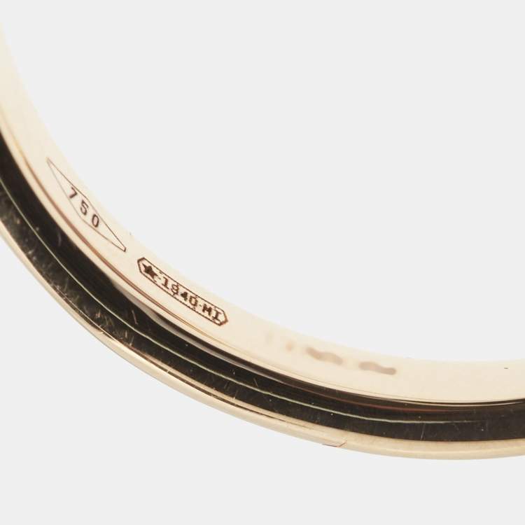 Pre Owned Pasquale Bruni Petit Joli Rock Crystal Lapis Lazuli Double 18k Rose Gold Ring Size 53