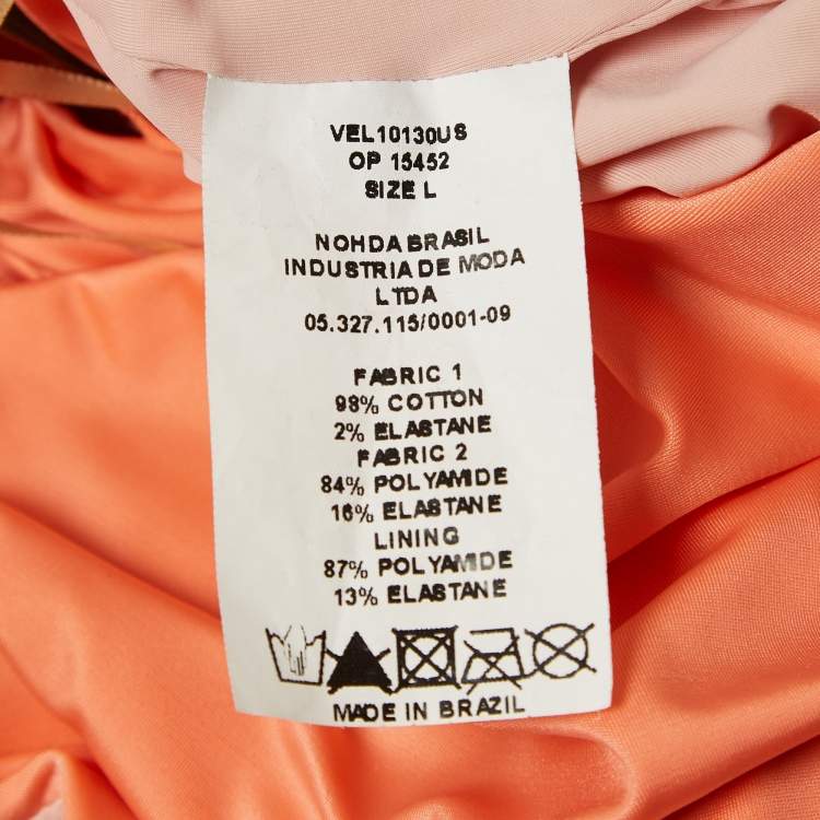 Pre Owned Patbo Coral Pink Mesh and Jersey Cut-Out Sheer Beach Dress L