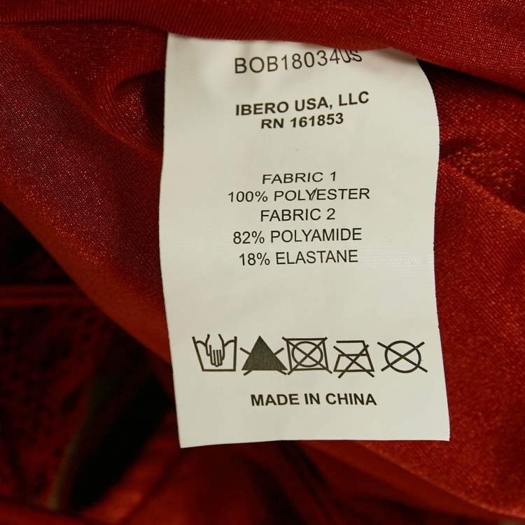 Pre Owned PATBO Brick Red Knit Netted Sleeve Detail Swimsuit L
