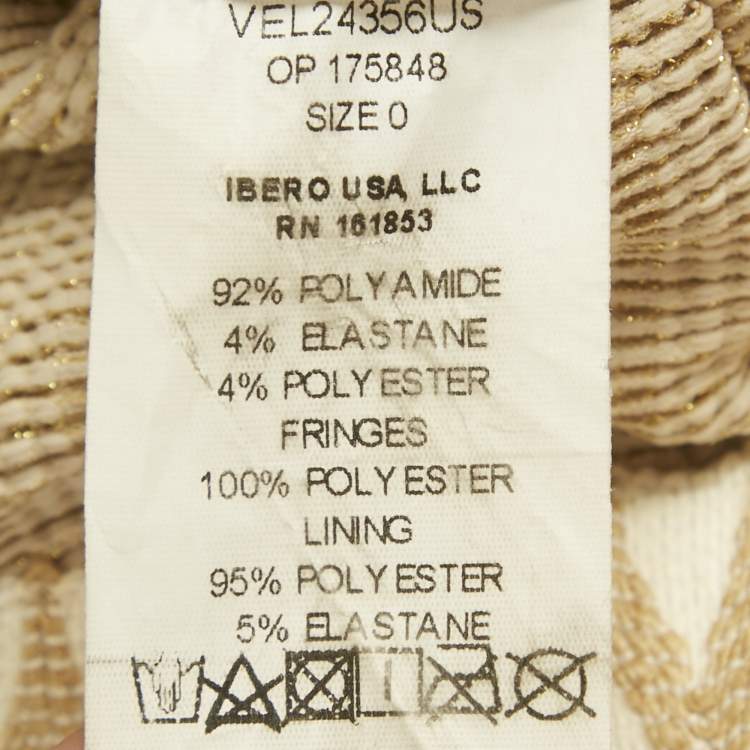 Pre Owned PATBO Beige Metallic Knit Fringe Detail Maxi Dress XS