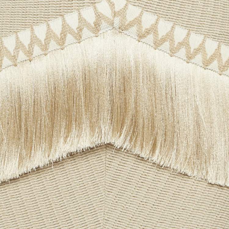 Pre Owned PATBO Beige Metallic Knit Fringe Detail Maxi Dress XS