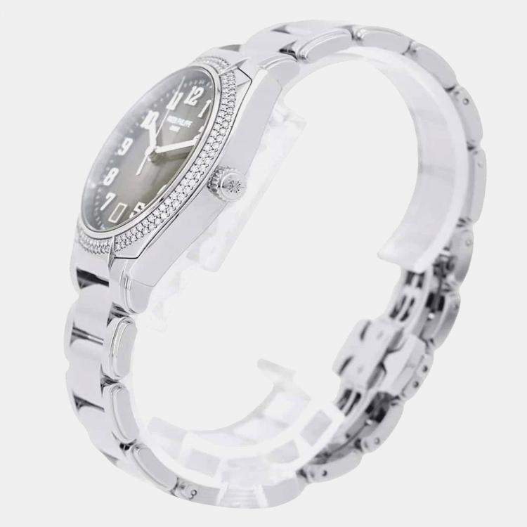 Pre Owned Patek Philippe Black Diamond Stainless Steel Twenty-4 7300/1200A-010 Women's Wristwatch 36 mm