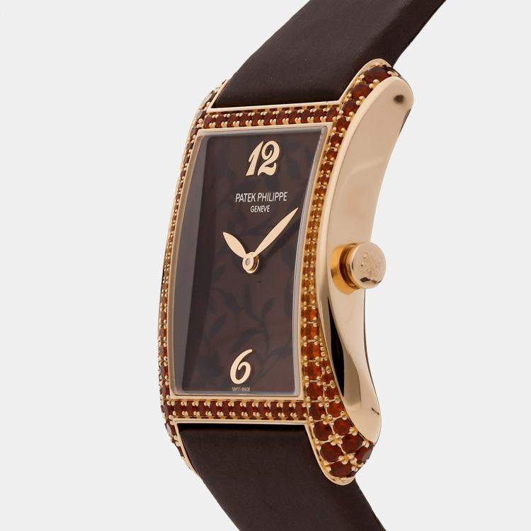 Pre Owned Patek Philippe Gondolo Serata 4962/200R-001 Quartz Brown 18K Rose Gold Men’s Wristwatch 28mm