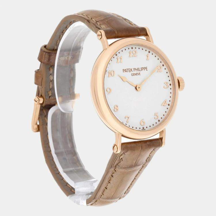 Pre Owned Patek Philippe Calatrava 7200R-001 Automatic 18K Rose Gold Women's Wristwatch 35 mm