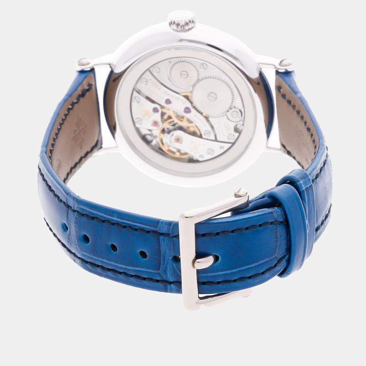 Pre Owned Patek Philippe Complications 7121/200G-001 Manual Winding Blue 18k White Gold Women's Wristwatch 33 mm