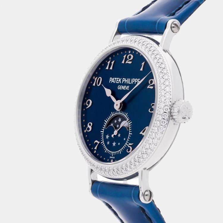 Pre Owned Patek Philippe Complications 7121/200G-001 Manual Winding Blue 18k White Gold Women's Wristwatch 33 mm