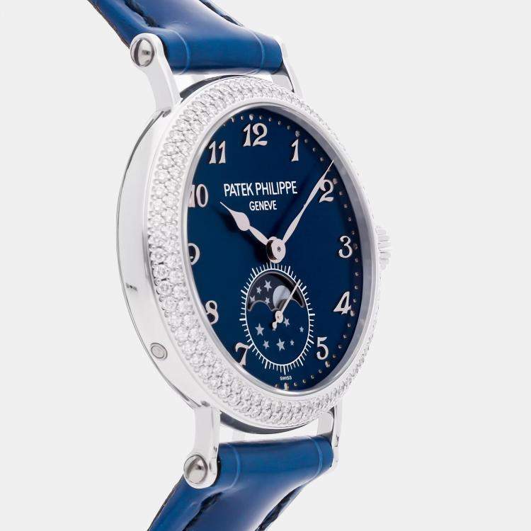 Pre Owned Patek Philippe Complications 7121/200G-001 Manual Winding Blue 18k White Gold Women's Wristwatch 33 mm