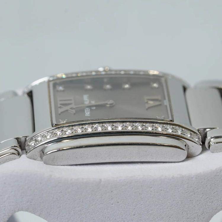 Pre Owned Patek Philippe Twenty-4 4910/10A-010 Quartz Grey Stainless Steel Women's Wristwatch 30 mm