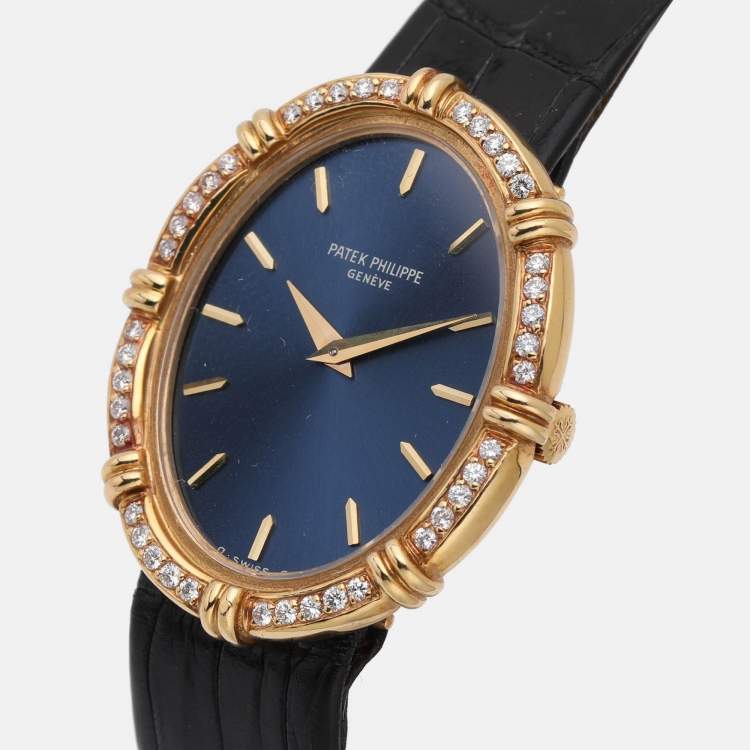 Pre Owned باتيك فيليب إلبسي 4286 ذهب أصفر 18 قيراط مع ماس ساعة يد نسائية 26 ملم