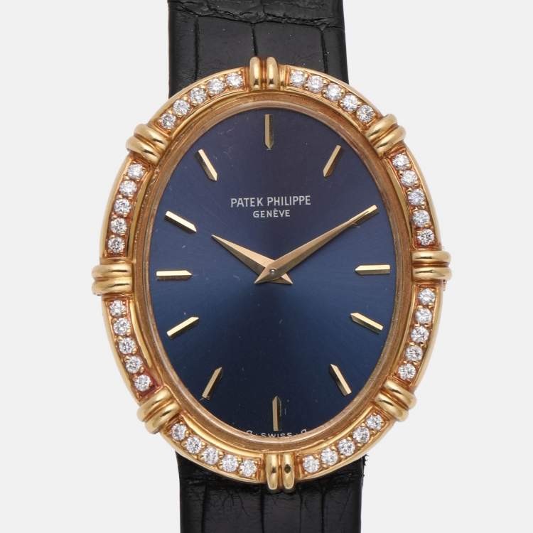 Pre Owned باتيك فيليب إلبسي 4286 ذهب أصفر 18 قيراط مع ماس ساعة يد نسائية 26 ملم