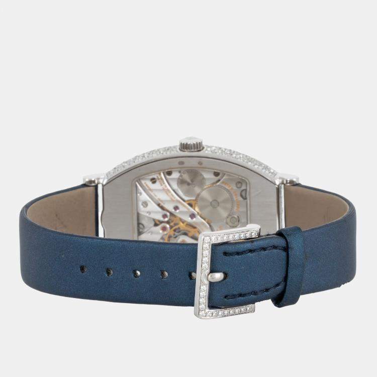 Pre Owned Pre-Owned Patek Philippe Gondolo 7099G-001 Silver Manual Winding Diamond 18k White Gold Women's Wristwatch 29 MM