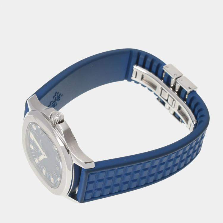 Pre Owned Patek Philippe Blue Stainless Steel Aquanaut 4960A-001 Quartz Women's Wristwatch 28 mm