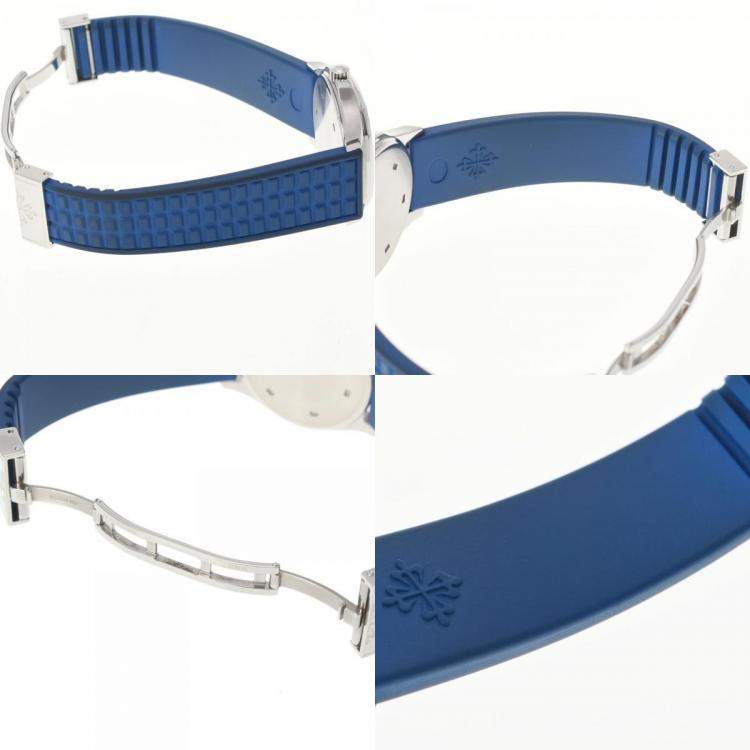 Pre Owned Patek Philippe Blue Stainless Steel Aquanaut 4960A-001 Quartz Women's Wristwatch 28 mm