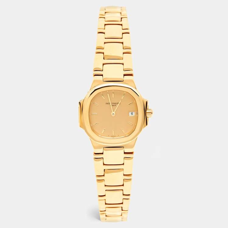 Patek Philippe Champagne 18k Yellow Gold Nautilus 4700/51 Women's ...