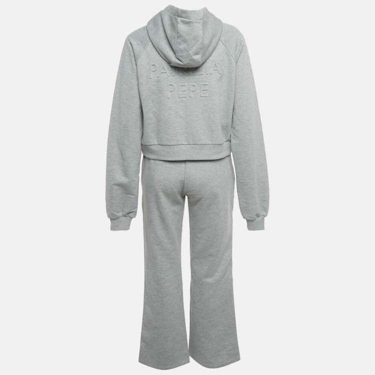 Pre Owned طقم باتريزيا بيبي رمادي منقوش بشعار بحياكة مقاس صغير جدا