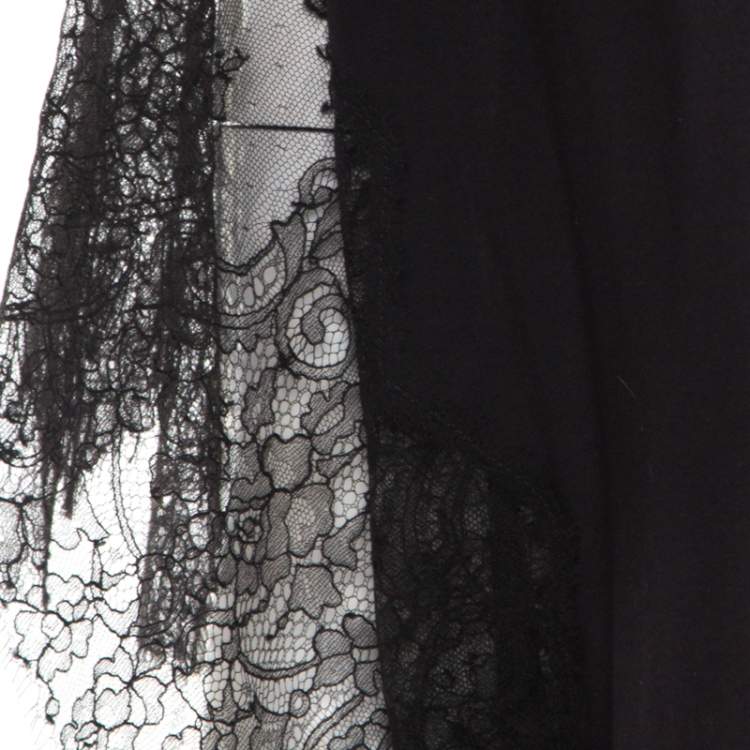 Pre Owned Paul & Joe Black Melange Knit Lace Paneled Kimono Sleeve Oversized Top S
