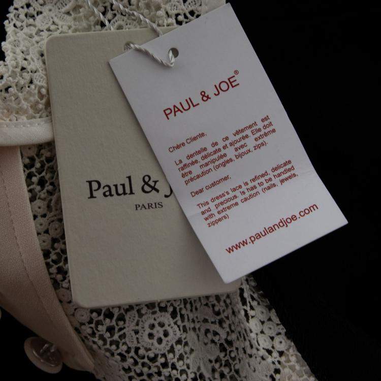 Pre Owned Paul & Joe Black Jacquard Lace Bib Detail Rythme Sleeveless Dress S