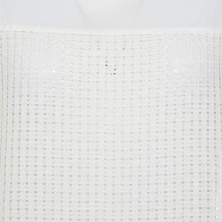 Pre Owned Paul and Joe White Cotton Mesh Panel Detail Cropped Top S
