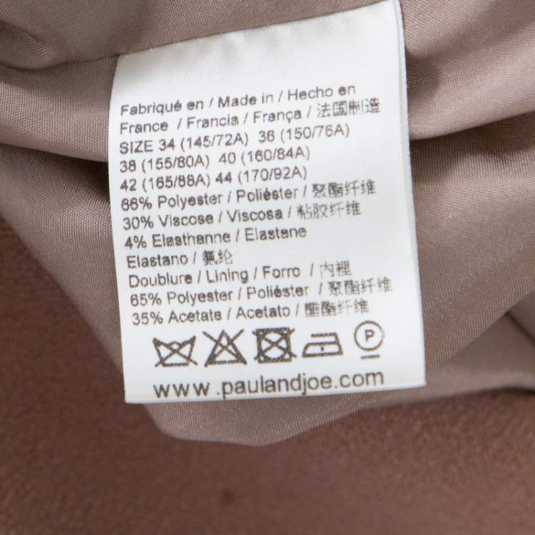 Pre Owned Paul and Joe Brown Embellished Neck Detail Short Sleeve Toutbon Dress S