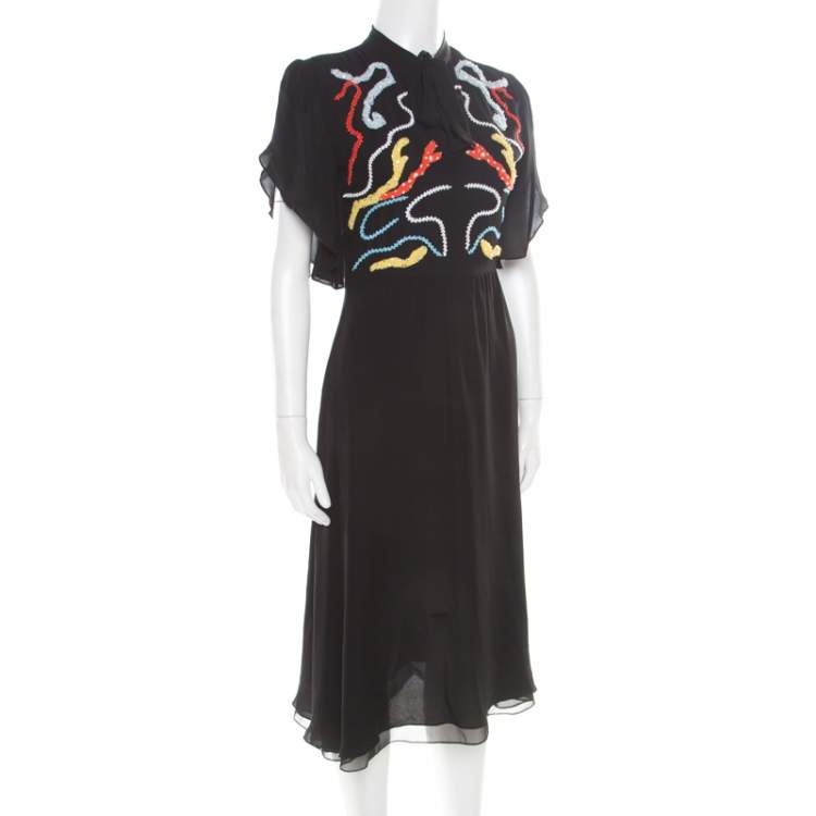 Pre Owned Paul and Joe Black Embellished Silk Grabel Dress S