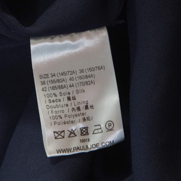 Pre Owned Paul and Joe Navy Blue Printed Silk Cutout Back Detail Zanzibar Dress S
