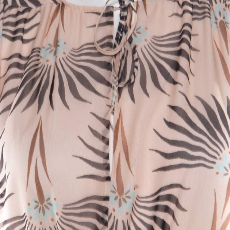 Pre Owned Paul and Joe Pink Printed Silk Chiffon Neck Tie Detail Valentine Maxi Dress M