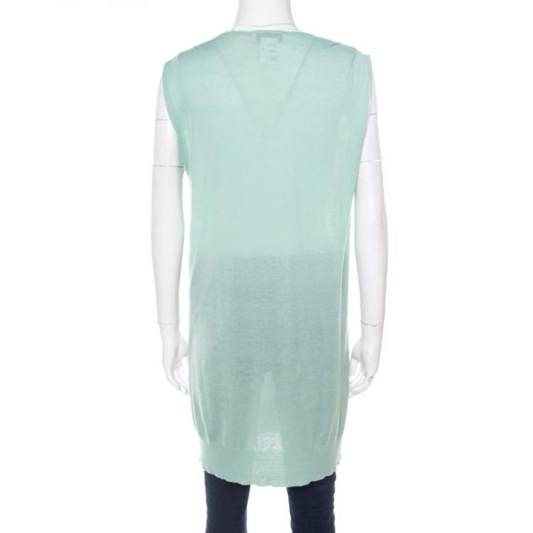 Pre Owned Paul and Joe Mint Green Cashmere and Silk Knit V-Neck Sleeveless Tunic M