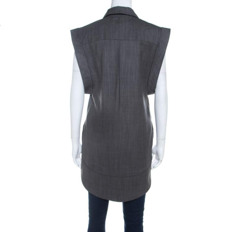 Pre Owned Paul and Joe Vintage Dark Grey Wool Dropped Armhole Buttoned Tunic S