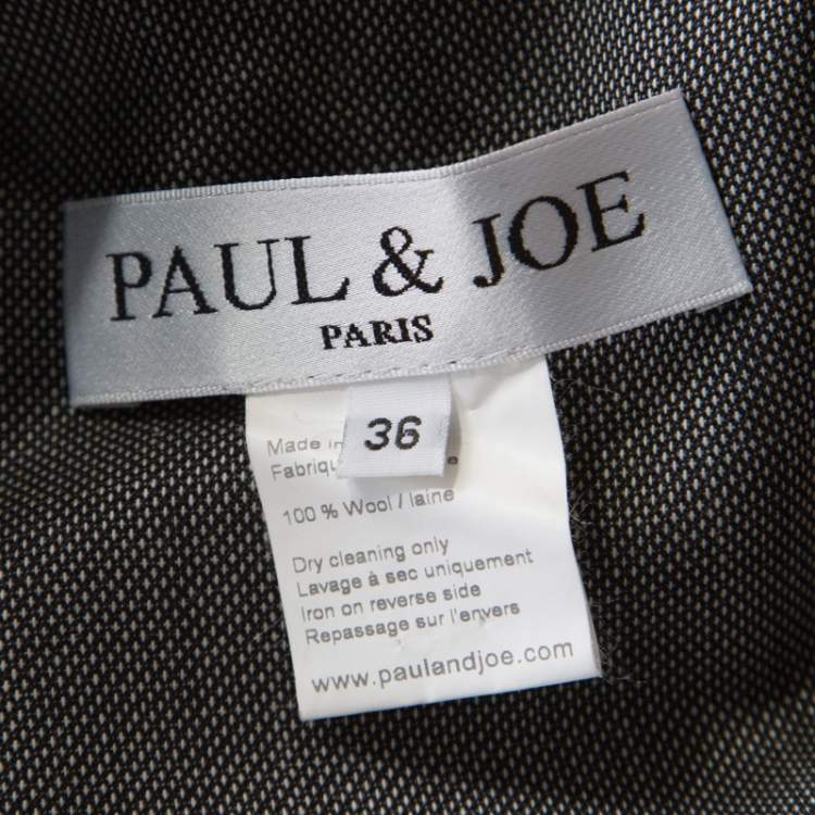 Pre Owned Paul and Joe Vintage Dark Grey Wool Dropped Armhole Buttoned Tunic S
