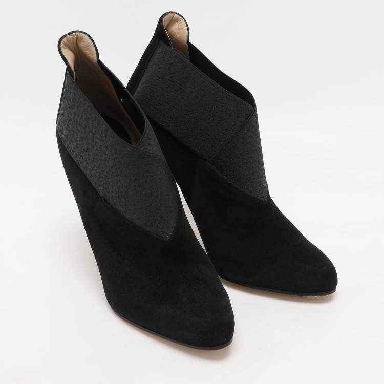 Pre Owned Paul Andrew Black Elastane and Suede Booties Size 39
