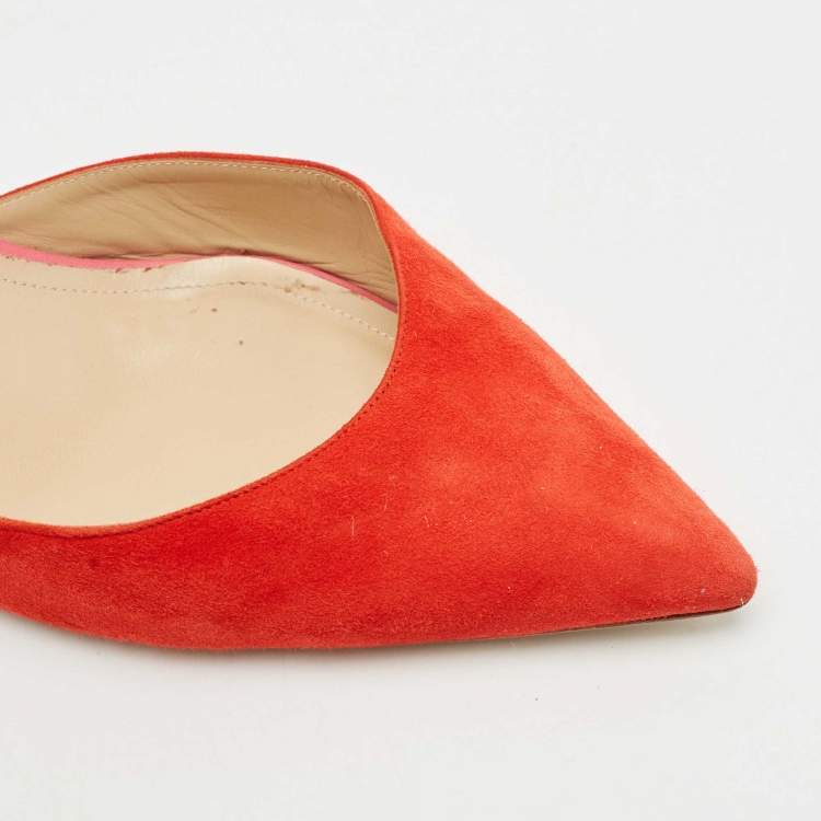 Pre Owned Paul Andrew Red Leather and Suede Rhea Slingback Pumps Size 41