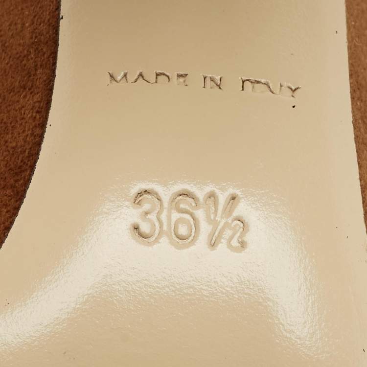 Pre Owned Paul Andrew Brown Suede Stanton Ankle Strap Sandals Size 36.5