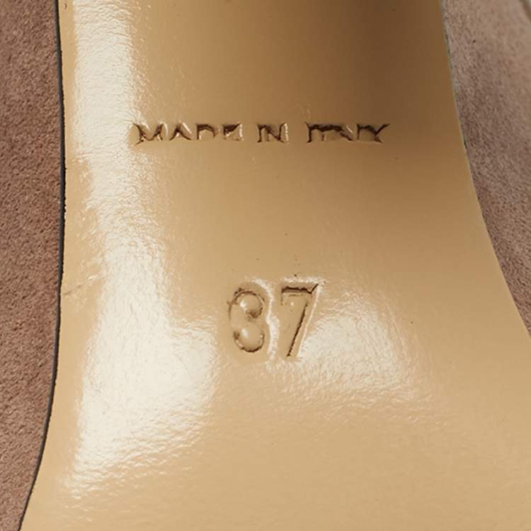 Pre Owned Paul Andrew Beige Suede Stanton Ankle Strap Sandals Size 37