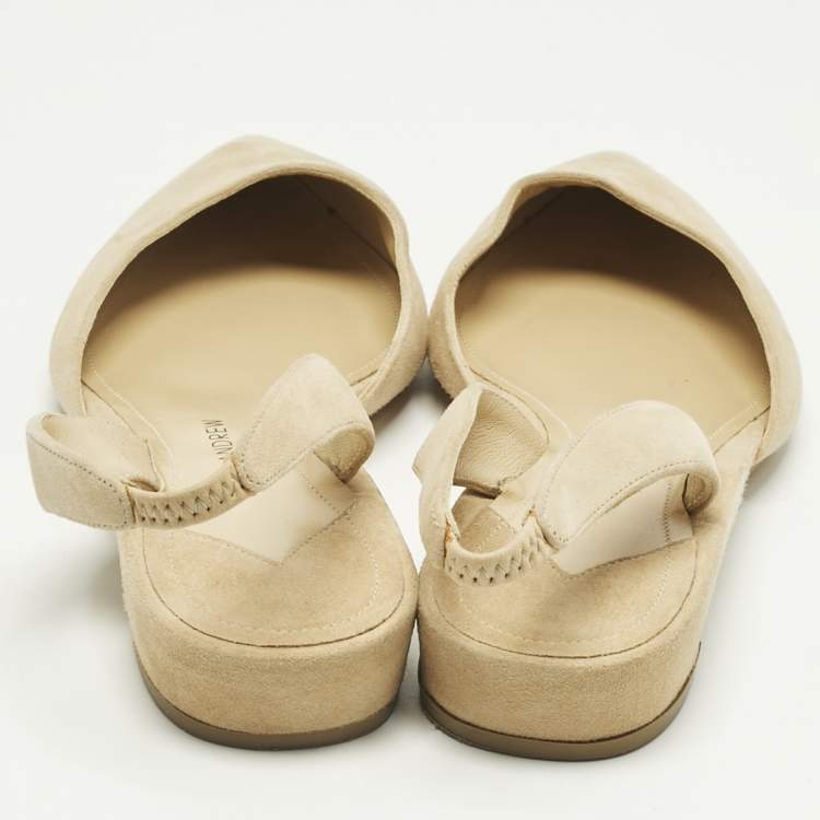 Pre Owned Paul Andrew Beige Suede Rhea Slingback Ballet Flats Size 36