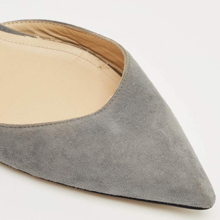 Pre Owned Paul Andrew Grey Suede Rhea Slingback Ballet Flats Size 35