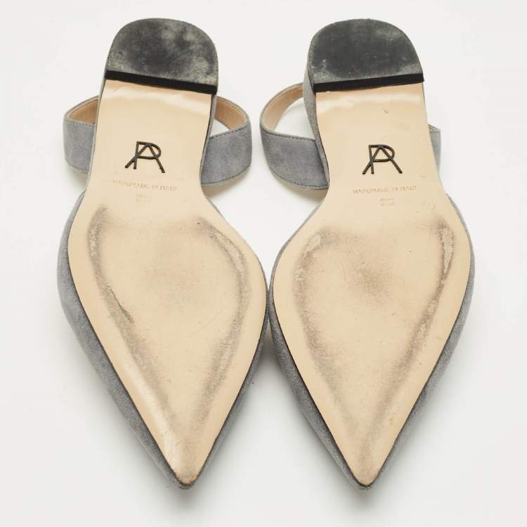 Pre Owned Paul Andrew Grey Suede Rhea Slingback Ballet Flats Size 35