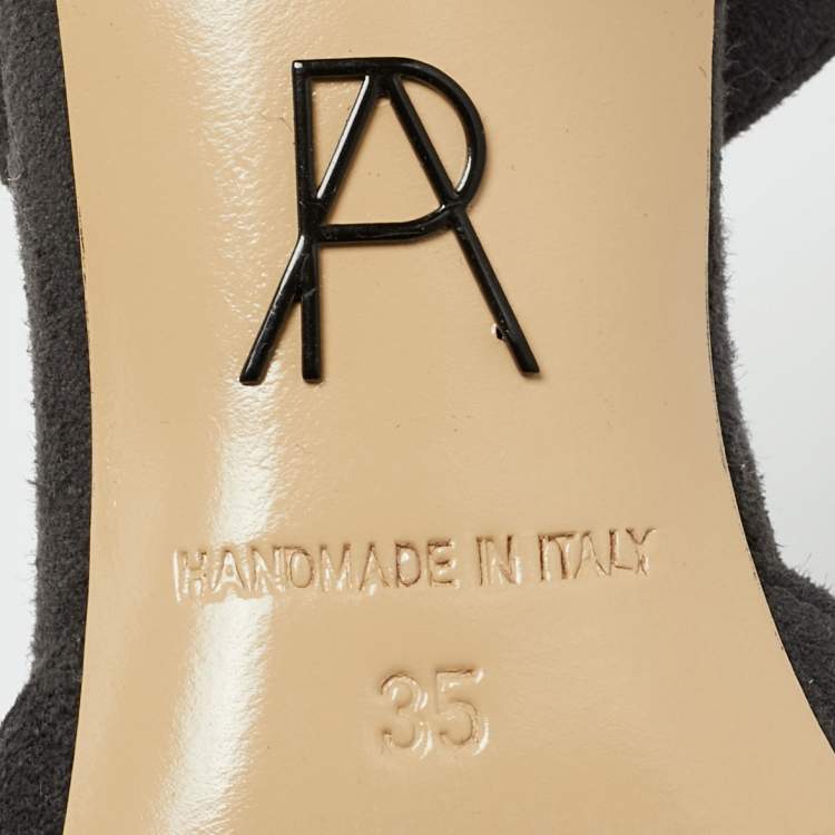 Pre Owned Paul Andrew Dark Grey Suede Rhea Slingback Pumps Size 35