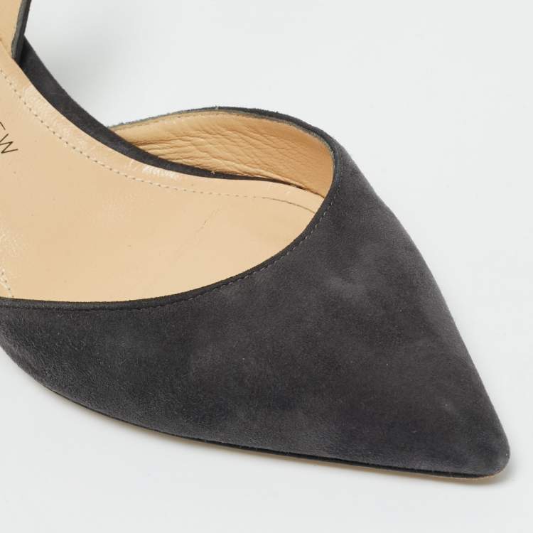 Pre Owned Paul Andrew Dark Grey Suede Rhea Slingback Pumps Size 35