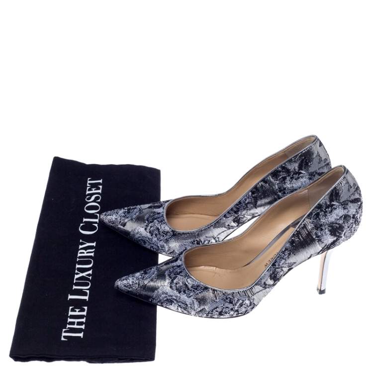 Pre Owned Paul Andrew Metallic Two Tone Brocade Fabric Pointed Toe Pumps Size 37