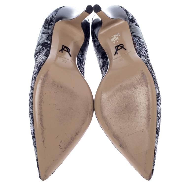 Pre Owned Paul Andrew Metallic Two Tone Brocade Fabric Pointed Toe Pumps Size 37