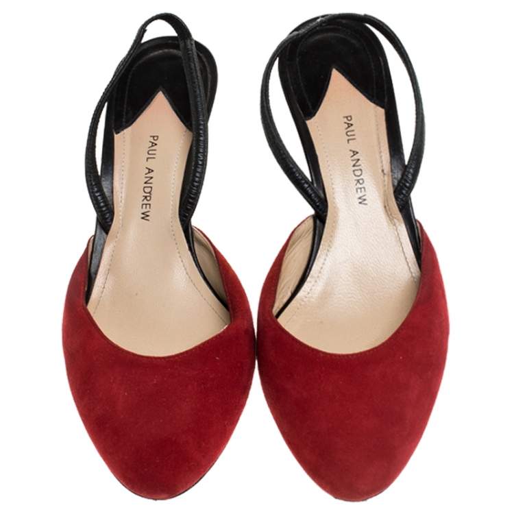 Pre Owned Paul Andrew Multicolor Suede and Leather Celestine Slingback Sandals Size 37