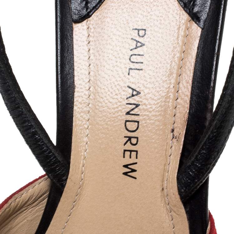 Pre Owned Paul Andrew Multicolor Suede and Leather Celestine Slingback Sandals Size 37