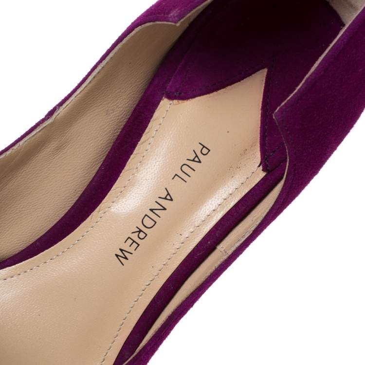 Pre Owned Paul Andrew Purple Suede Manhattan Pumps Size 36